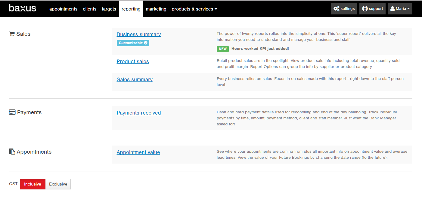 Business Summary Reporting Baxus